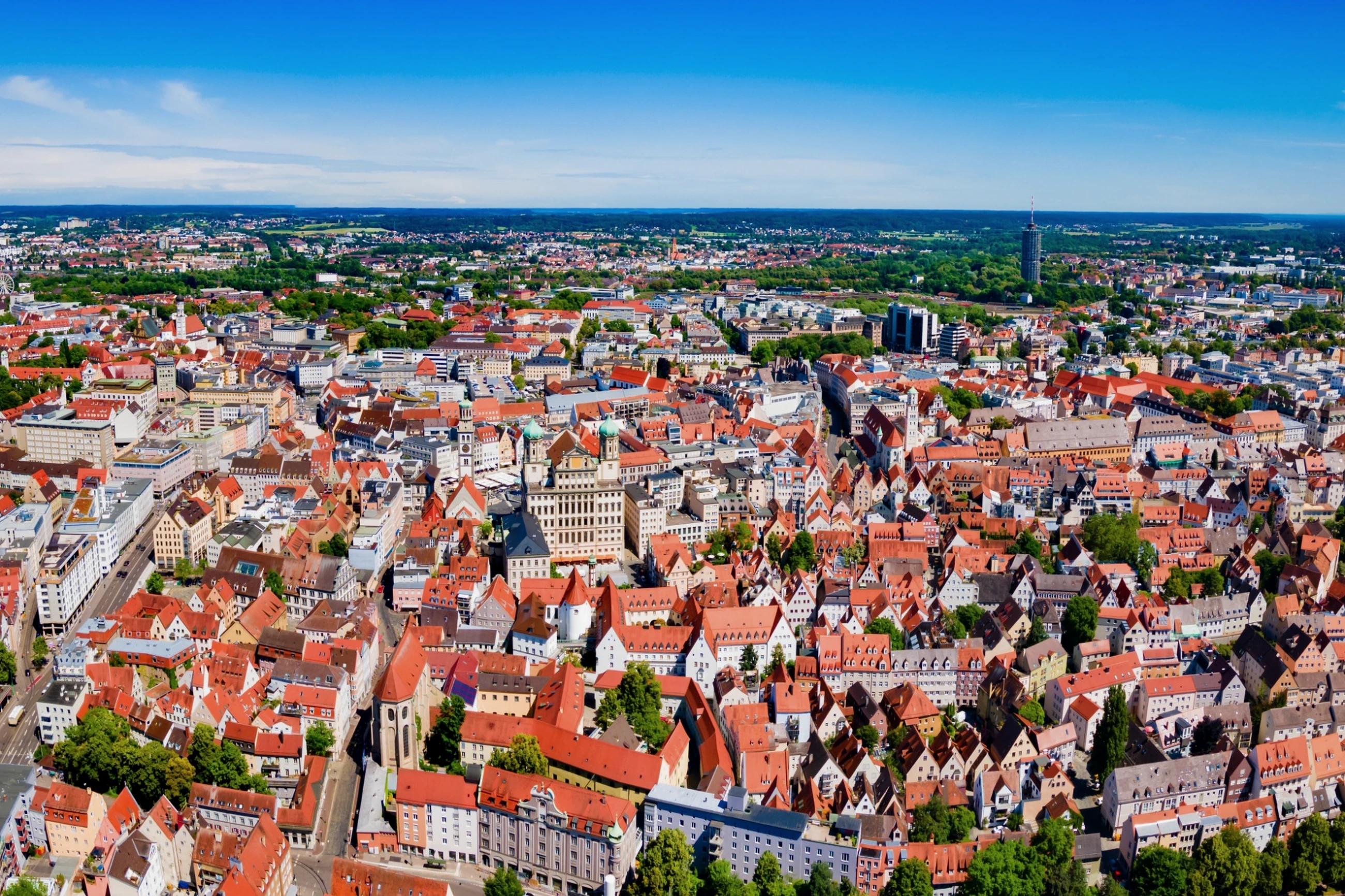 Luftaufnahme der Augsburger Innenstadt